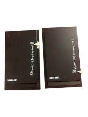 Two Rolodex Black metal Rotary Index Card Holders